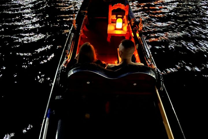 a small boat in a body of water